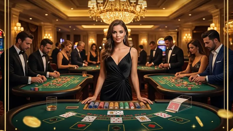 A professional live dealer at a blackjack table, highlighting the immersive live casino experience at 24 Online Casino.