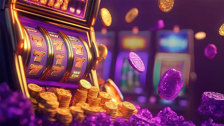 A vibrant display of various slot machine games with flashing lights and jackpot symbols, showcasing the diverse slot selection at 24 Online Casino.
